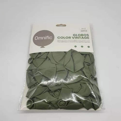 Globos Color Verde Militar Vintage 50 Unidades Tamaño R12 - Fliperex