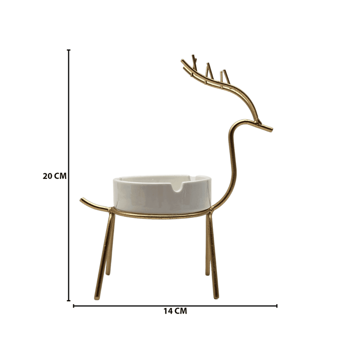 Cenicero De Cerámica Decorativo Con Base Dorada De Reno - Fliperex