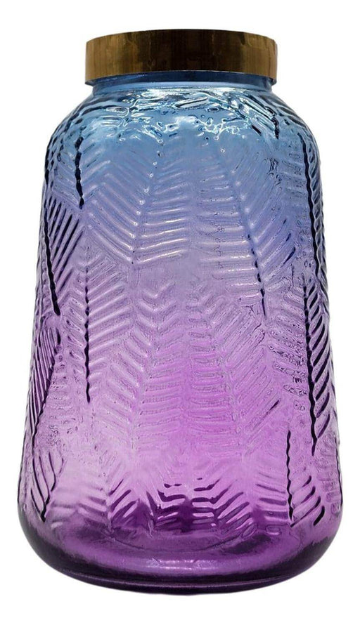 Florero Jarron Decorativo De Vidrio Morado Azul Diseño Ramas - Fliperex