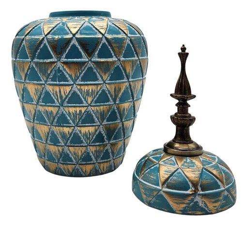 Florero Jarrón De Cerámica Verde Agua Diseño Vintage - Fliperex