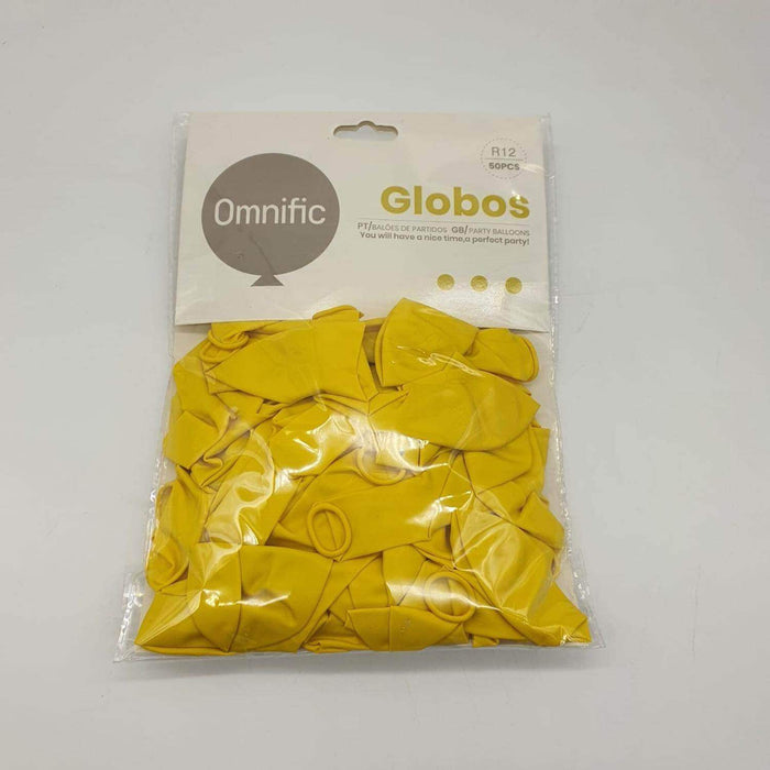 Globos Color Amarillo 50 Unidades Tamaño R12 - Fliperex
