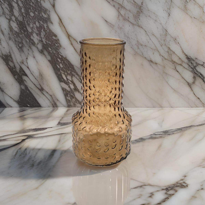 Florero Decorativo De Vidrio Con Diseño Base Ancha Café 25 - Fliperex