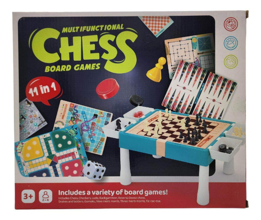 Tablero De Juego 11 En 1 Ajedrez Ludo Serpientes Y Escaleras - Fliperex