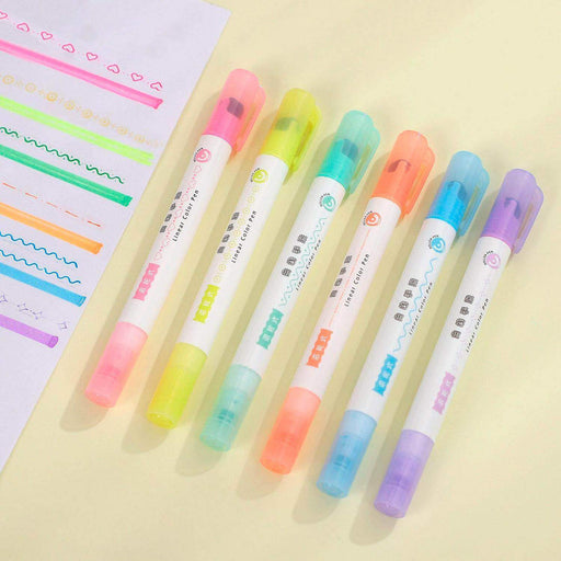 Set 6 Lapices Marcadores Con Brillo Doble Punta Diseños Arte - Fliperex