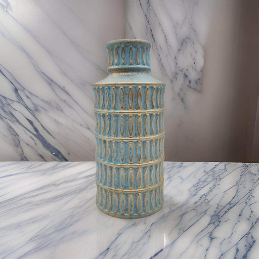 Jarron Florero Ceramica Diseño Egipcio Calipso Dorado Grande - Fliperex