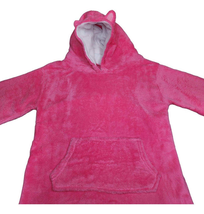 Poleron Con Capucha Para Niñas Invierno Polar Peluche Gato Rosado - Fliperex