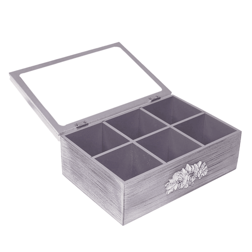 Caja De Te Porta Te Caja De Madera Para Te Gris 6 Divisiones - Fliperex