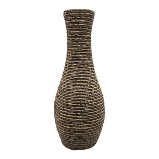Jarron Florero Decorativo Tejido Rattan Moderno Café 50 CM - Fliperex
