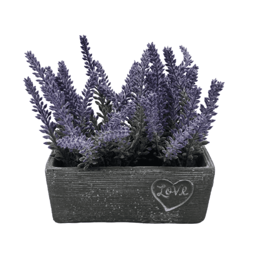 Planta Artificial Morada Macetero Ceramica Rectangular Gris - Fliperex