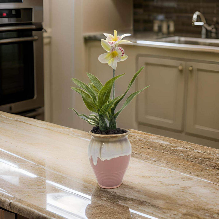 Planta Artificial Orquidea Blanca Macetero De Ceramica - Fliperex