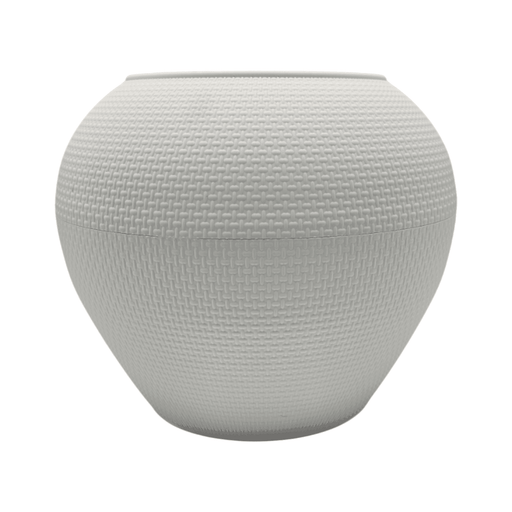 Macetero Plastico Redondo Ovalado Moderno Con Textura L - Fliperex