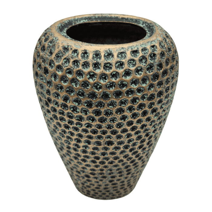 Jarron Florero Ceramica Diseño Envejecido Puntos Alargado - Fliperex