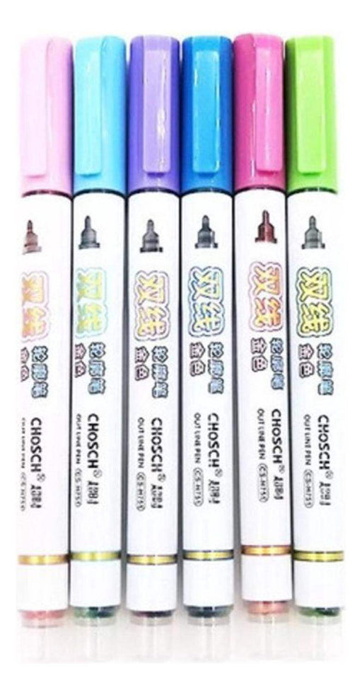 Marcadores Metalicos Outline Pen 6 Colores Profesionales - Fliperex