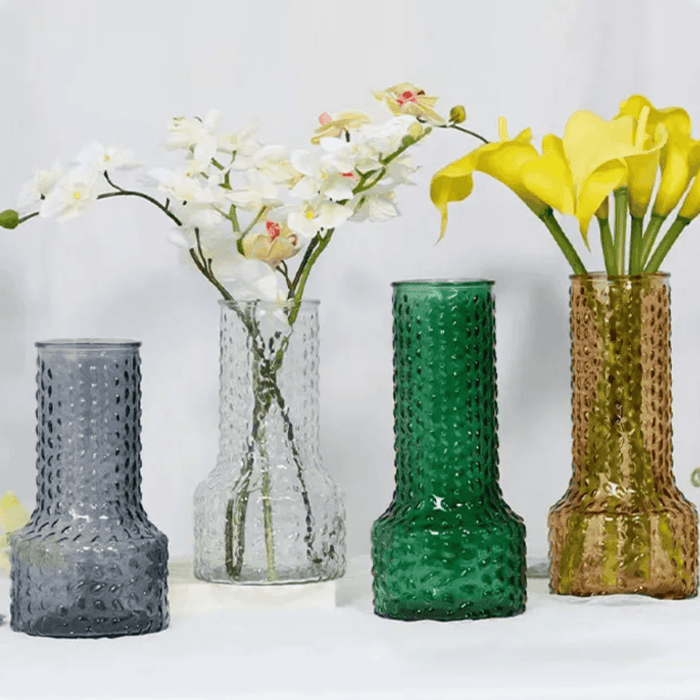 Florero Decorativo De Vidrio Con Diseño Base Ancha Café 25 - Fliperex