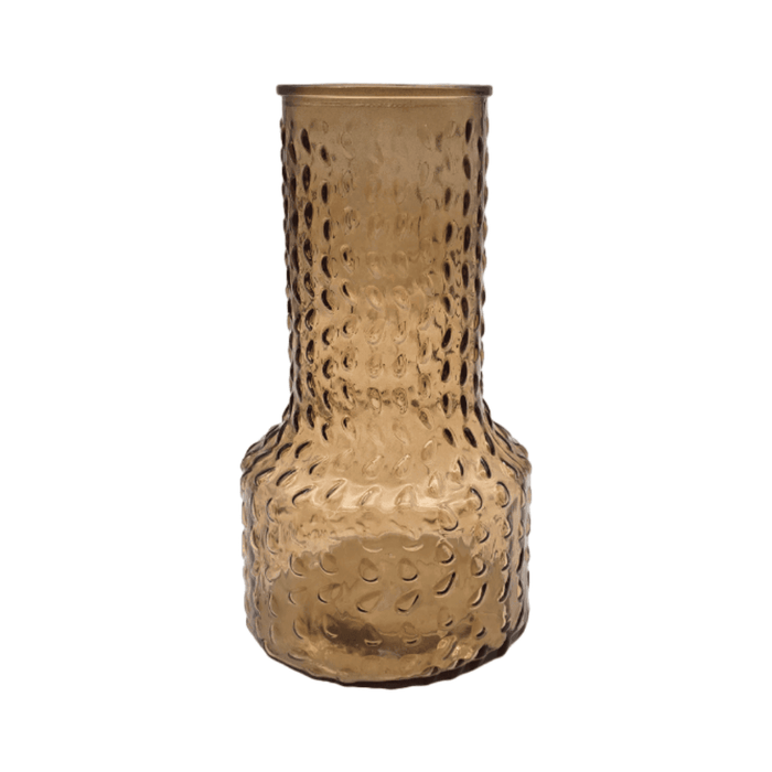 Florero Decorativo De Vidrio Con Diseño Base Ancha Café 25 - Fliperex