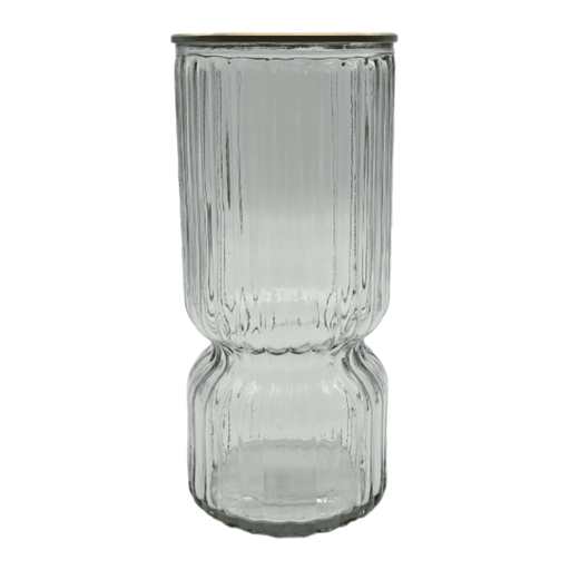 Florero Decorativo De Vidrio Con Diseño Borde Dorado - Fliperex