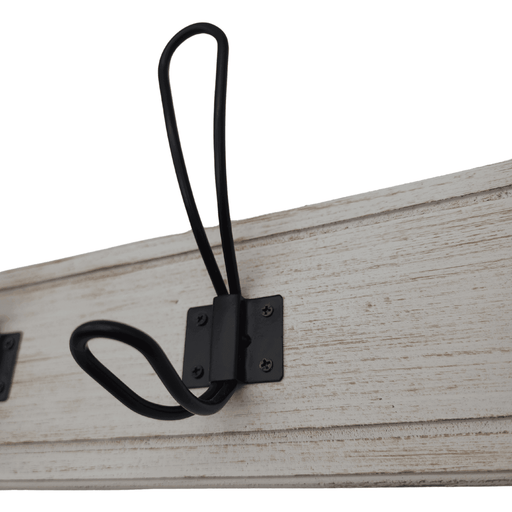 Perchero De Pared Colgador Vintage 4 Ganchos Dobles Blanco - Fliperex