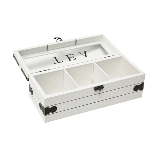 Caja De Te 3 Divisiones Tapa Con Diseño Decorativa Decohogar - Fliperex