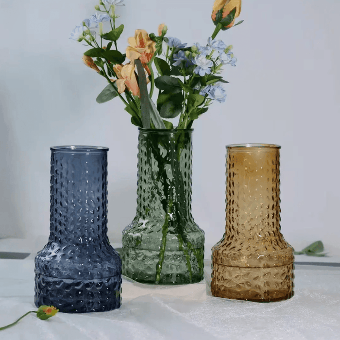 Florero Decorativo De Vidrio Con Diseño Base Ancha Café 25 - Fliperex