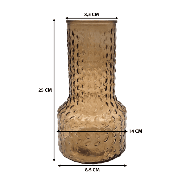 Florero Decorativo De Vidrio Con Diseño Base Ancha Café 25 - Fliperex