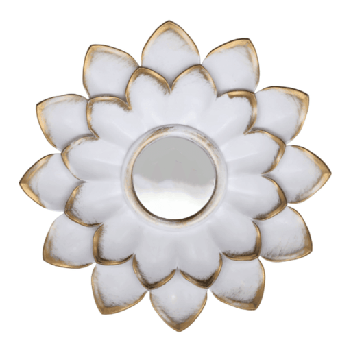 Set 3 Marcos De Espejos Flor De Loto Decorativo Blanco Deco - Fliperex