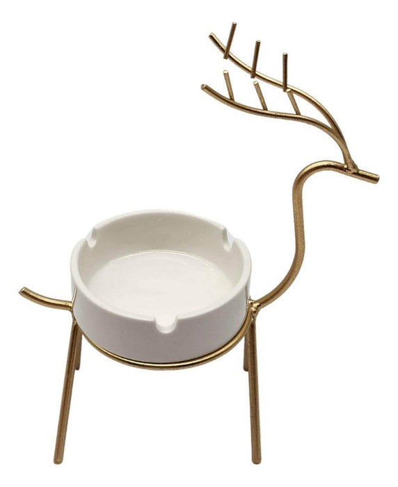 Cenicero De Cerámica Decorativo Con Base Dorada De Reno - Fliperex