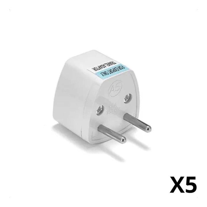 Pack 5 Adaptadores Enchufe De Americano A Europeo Chile - Fliperex