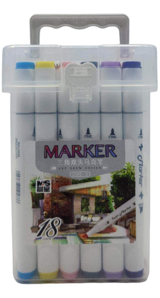 Set Marcadores Doble Punta 18 Lapices Plumones Arte Marker - Fliperex