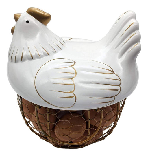 Gallina Decorativa Porta Huevos Cesta De Huevos Blanca - Fliperex