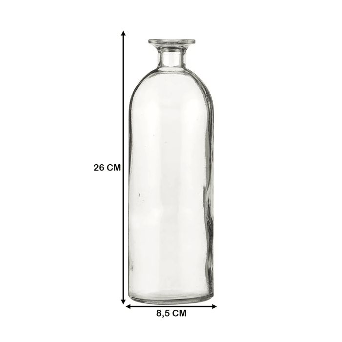 Florero Botella Decorativa De Vidrio Cristal Transparente - Fliperex
