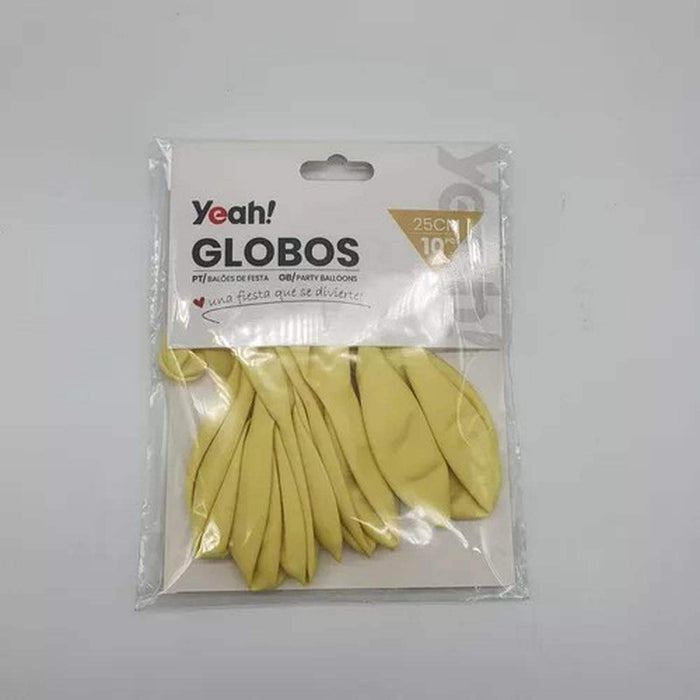 Globos Amarillo Macaron 10 Unidades Tamaño 25 Cm Fiesta - Fliperex