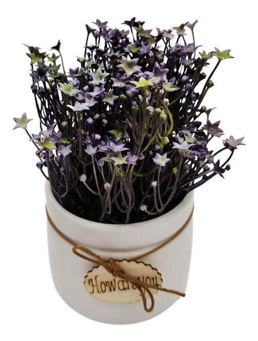 Planta Artificial Macetero Cerámica Howareyou Blanco Flores - Fliperex