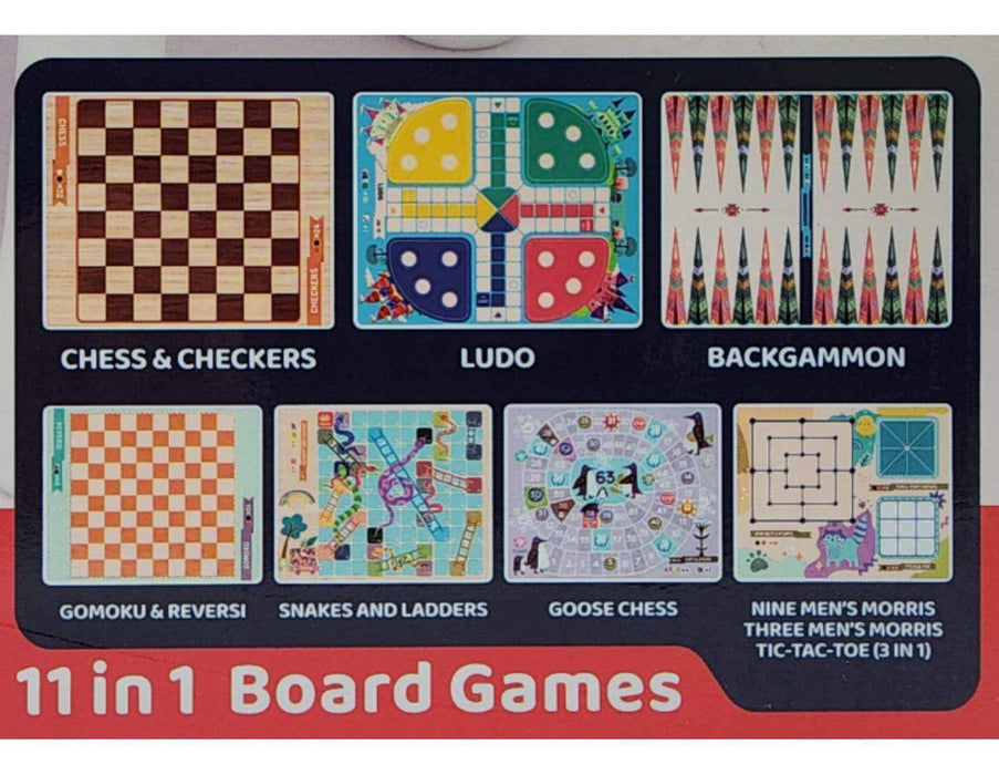 Tablero De Juego 11 En 1 Ajedrez Ludo Serpientes Y Escaleras - Fliperex