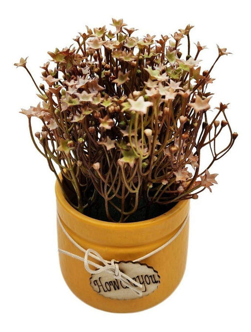 Planta Artificial Macetero Cerámica Howareyou Amarillo Flor - Fliperex