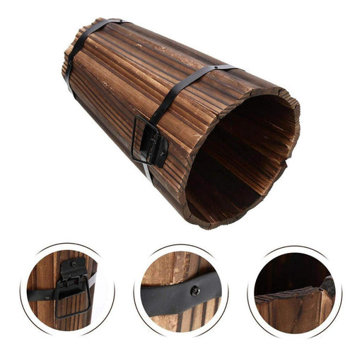 Macetero De Madera Tipo Barril Alargado Para Jardín Terraza - Fliperex