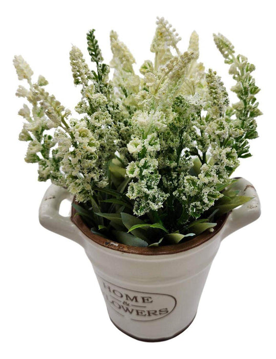 Planta Artificial Macetero Cerámica Home And Flowers Blanco - Fliperex