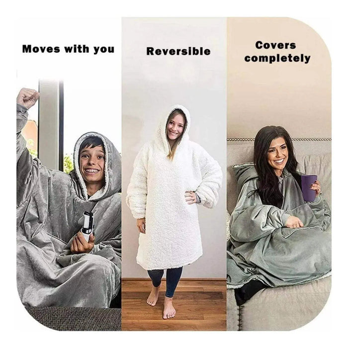 Polerón Sherpa Con Capucha Polar Frazada Con Chiporro Invierno - Fliperex