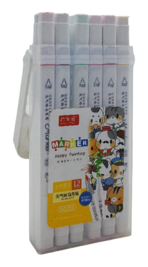 Set 12 Marcadores Happy Painting Doble Punta A Base De Agua - Fliperex