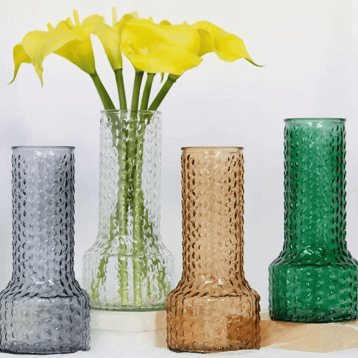 Florero Decorativo De Vidrio Con Diseño Base Ancha Café 25 - Fliperex