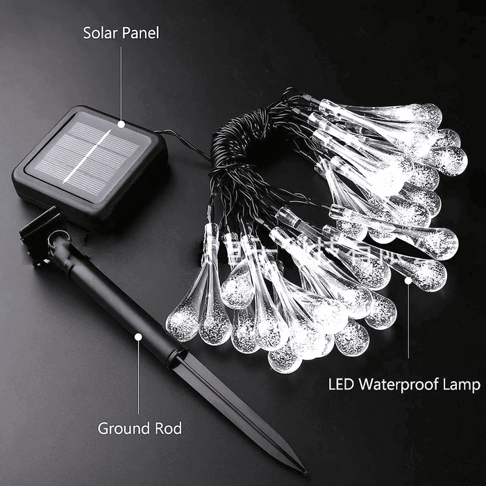 Guirnalda Solar Gotas Gotitas Luces Led Decoracion Jardin - Fliperex