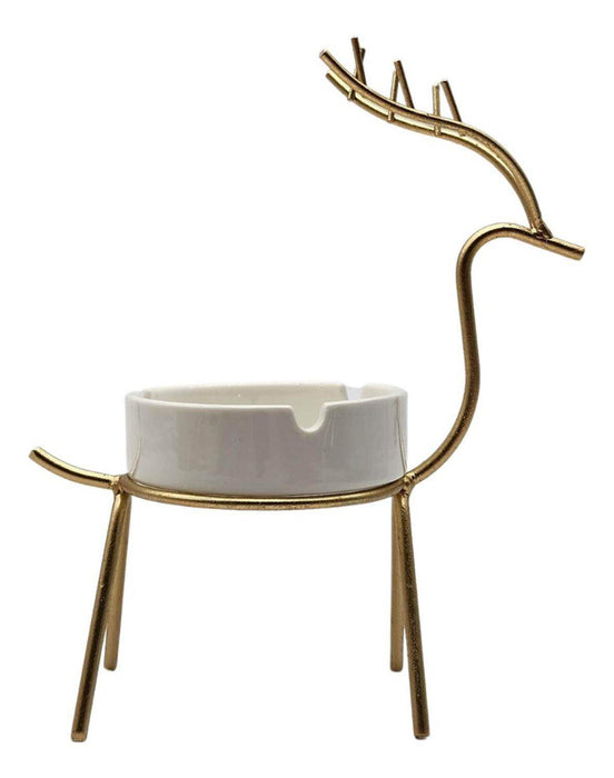 Cenicero De Cerámica Decorativo Con Base Dorada De Reno - Fliperex