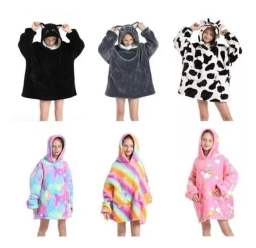 Polerón Sherpa Colorido Con Capucha Para Niñas Invierno - Fliperex