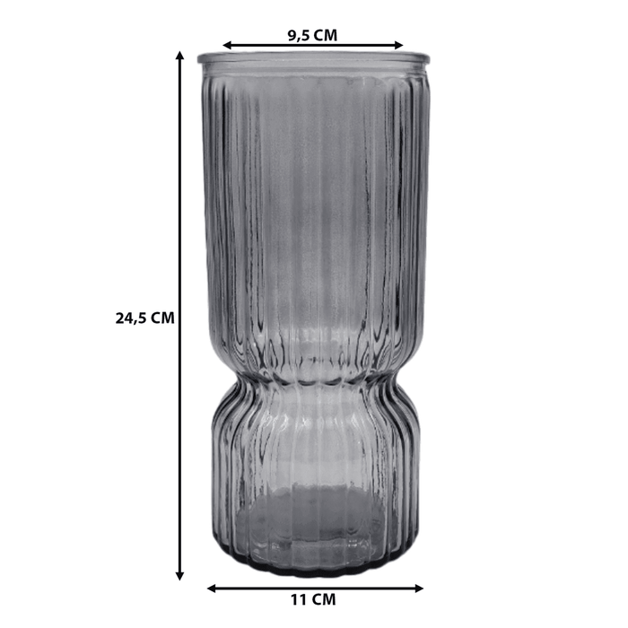 Florero Decorativo De Vidrio Cristal Con Diseño Tonos Grises - Fliperex