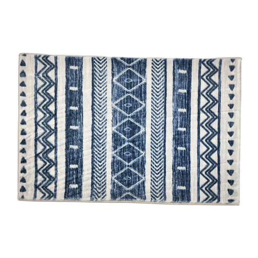 Alfombra De Baño Bajada De Cama Multiuso Diseño Azul Blanco - Fliperex