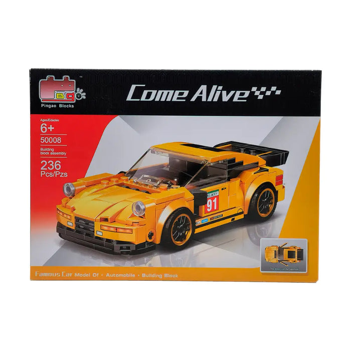 Auto De Carrera Deportivo Armable Amarillo - Fliperex