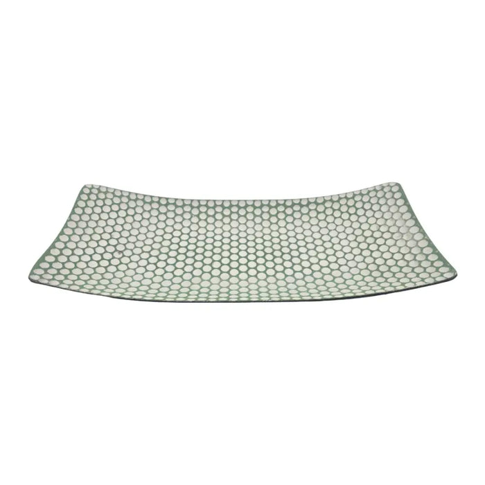 Bandeja Plato Rectangular Decorativa Verde Con Puntos Blanco - Fliperex