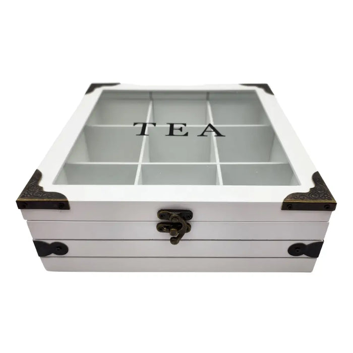 Caja De Té 9 Divisiones Tapa Con Diseño Decorativa - Fliperex