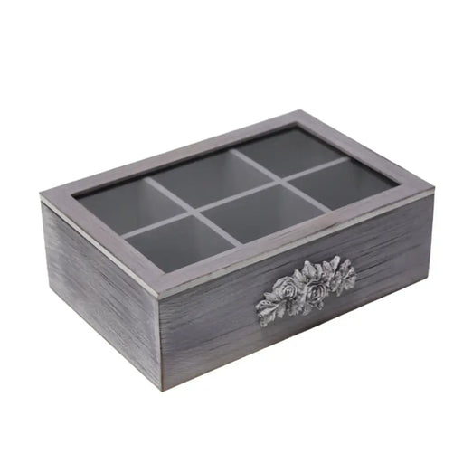 Caja De Te Porta Te Caja De Madera Para Te Gris 6 Divisiones - Fliperex