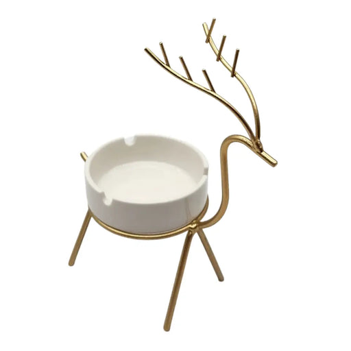 Cenicero De Cerámica Decorativo Con Base Dorada De Reno - Fliperex