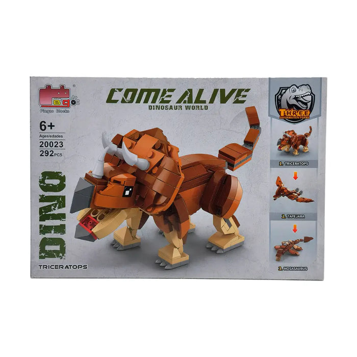 Construye Dinosaurio Triceratops 3 Diseños Armable Bloques - Fliperex
